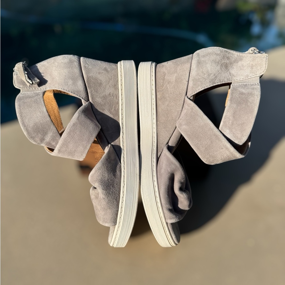 SOFFT Sanielle Gray Suede Wedge Sandals - Comfortable Strappy Platforms, 9B - Picture 3 of 11
